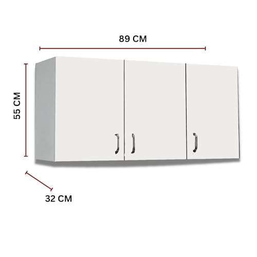 Image of SPECIALITY PANELS Wall Mounted Multipurpose Storage Cabinet with Door & Adjustable Shelves | Wooden Wall Organizer for Home Space Saving Storage Unit Termite Resistant | DIY Assembly (3 Door)