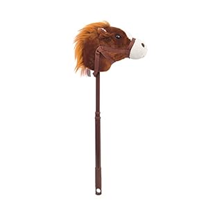 Linzy Plush 36” Riding Stick, Adjustable Telescopic Stick, Adjust to 3 Different Sizes, Kids of Different Ages, Dark Brown (A-20216DB)