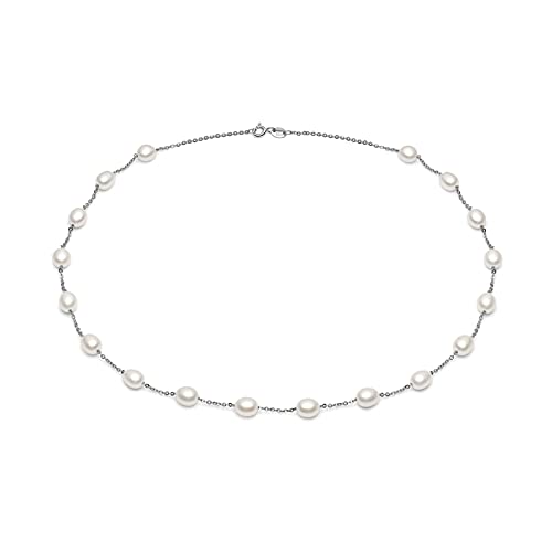 Collier perles ovales eau douce naturelles 6-7mm bijou femme tendance