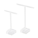 GALPADA Soporte para Pendientes de Acrílico en Forma de T, Expositor de Joyas Blanco de Plástico, Paquete de 2 Piezas para Exhibición Individual y Organización