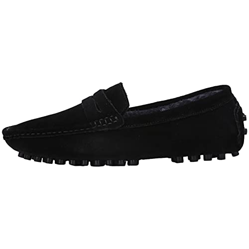 Image of ANUFER Men's Suede Leather Penny Loafers Comfort Driving Shoes Moccasin Slippers