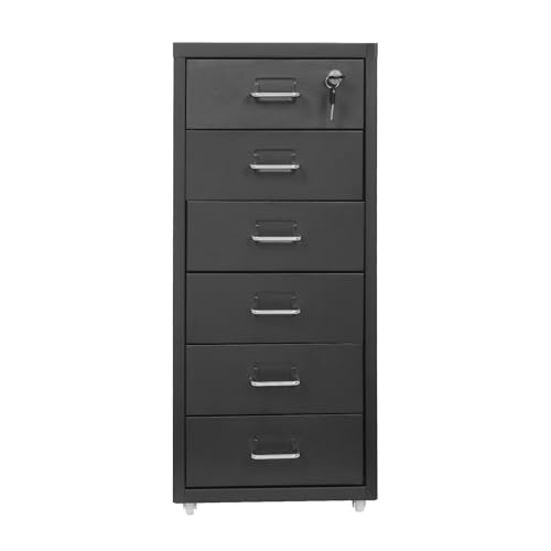 Armoire de rangement verticale mobile à 6 niveaux - En métal - Anti-basculement - Pour bureau à domicile - 28 x 41 x 69 cm - Verrouillable - Pour fichiers...