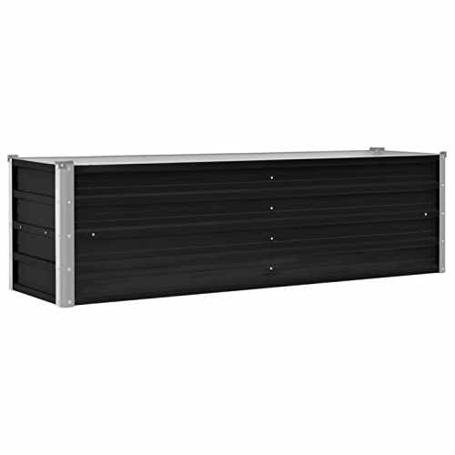 Festnight Hochbeet Metall Anthrazit 160x40x45 cm Hochbeete für Garten Balkon Terrasse Kräuterbeet Gemüsebeet Verzinkter Stahl Hochbeet Groß