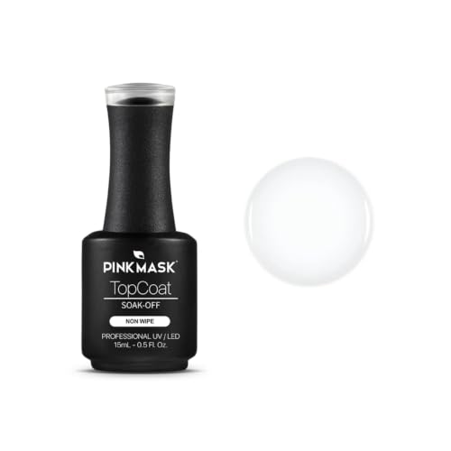 PINK MASK Top Coat Nail Polish Matte 15ml / o.5 oz - Non Wipe, Long Lasting, Glossy Shine Finish, Soak Off Formula