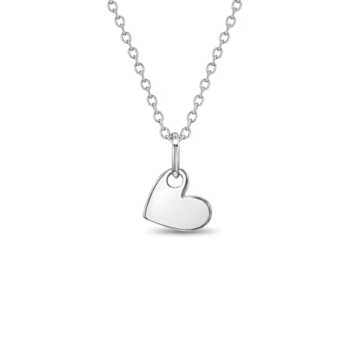 925 Sterling Silver Polished Heart Charm Pendant Necklace for Little Girls & Teens 16