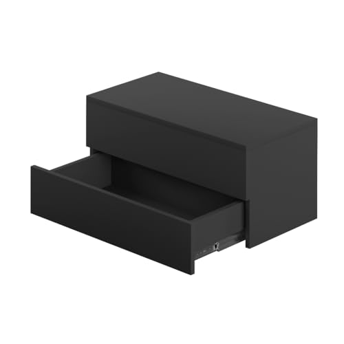 Gaveteiro Suspenso Com Duas Gavetas Prático Aparador Moderno Preto Branco(Preto