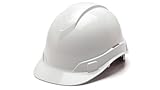 Pyramex Ridgeline Cap Style Hard Hat, 4 Point Ratchet Suspension, White