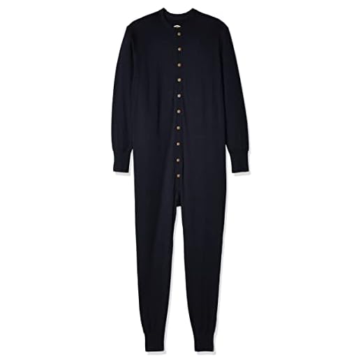 Duofold Men's Mid Weight Double Layer Thermal Union suit, Navy, Medium