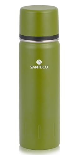 SANTECO Thermoskanne Thermosflasche Edelstahl 1l, 500ml, Auslaufsicher Isolierflasche mit Trinkbecher für unterwegs, Kaffee & Tee für Kinder, Sport, BPA-Frei, 24H Kalt & 12H Heiß 1