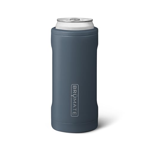 BrüMate Hopsulator Slim Can Cooler Insulated for 12oz Slim Cans | Skinny Can Insulated Stainless Steel Drink Holder for Hard Seltzer, Beer, Soda, and Energy Drinks (Nightfall Blue)