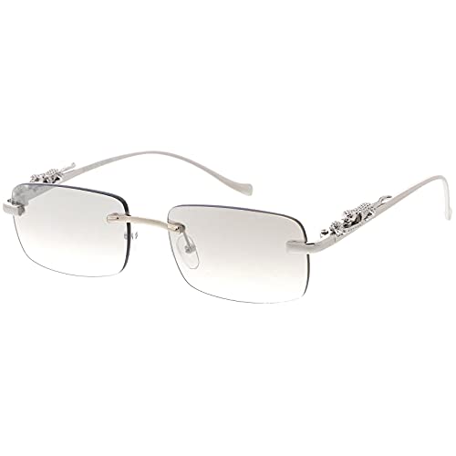 Image of zeroUV Luxe Jaguar Metal Plated Temple Rimless Vintage Square Sunglasses D244