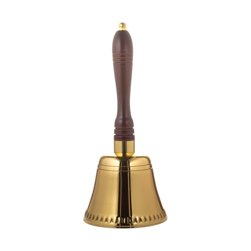 Solid Brass Loud Hand Call Bell with Wooden Handle for Service, Dinner, Bedside, Schoolroom (3.14 inch) - Thumbnail 5