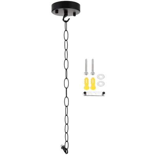 Angoily 1 Set Heavy Duty Black Ceiling Canopy Plate with 50Cm Chain for Pendant Light Fixture and Home Decor (Black)