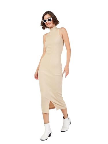 Image of Sassafras Women Rib Turtle Neck Sleeveless Midi Dress