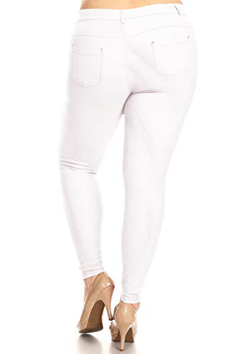 Women's Plus Size Stretch Casual Basic Pockets Button Solid Leggings Denim Jeans Pants3