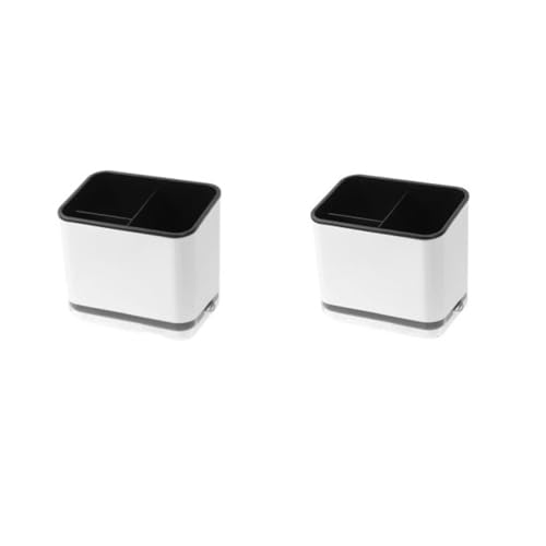KFGISD, Portacuchillos de plástico multifuncional, escurridor de cubiertos, escurridor de tenedores de doble capa, bloque de cuchillos,Cubertero(Black)