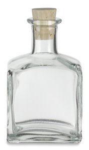 Nakpunar Square Glass Bottle with Cork Finish 7 oz (210 ml) - bottle for oils, witch spells, wedding favors, fragrance reed diffuser bottle (Clear w/Cork, 1)