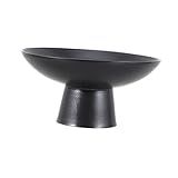 FONDOTIN Keramik Tortenplatte mit Fuß Dekoratives Desserttablett Snack und Obstteller Leichtes Porzellan Geeignet für Partys und Familientisch Langlebig und Stilvoll in Schwarz