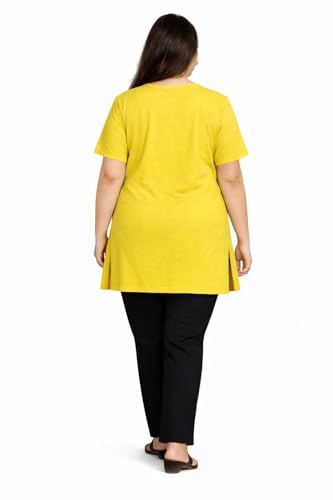 Image of In Love Women's Plus Size Longline T-Shirt with Side Pocket, 3 /4 Sleeve, Crew Neck