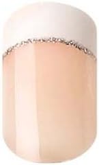 Party Nails Pre-glued 2x Sets of 12 Nails Each Pack, Total of 24 Nails Color Peach Sparkle w/White Tip #88501+ A-viva Eco Nail File