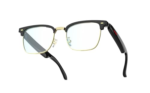 GVTCO Smart Glasses with Bluetooth Connection and Voice Control for Men and Wowen (Black Gold)