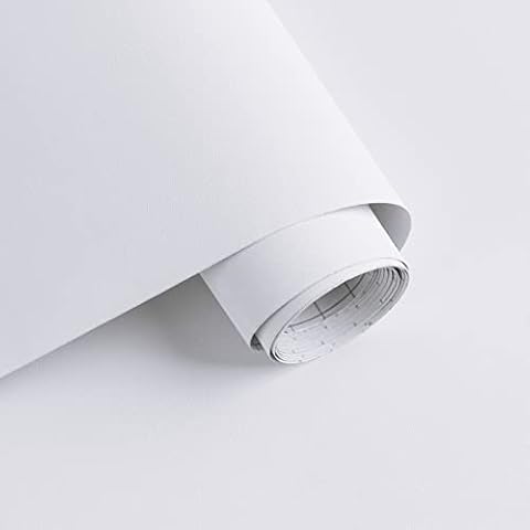 Timeet Sticky Back Plastic Paper White Self Adhesive Wallpaper Matte Surface Peel and Stick Wallpaper Removable Vinyl Film Roll for Living Room Bedroom Furniture Wall Doors Wardrobes 40 x 300cm Cover