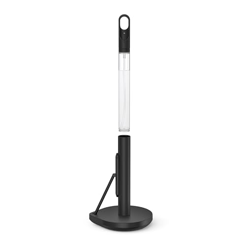Image of simplehuman Standing Paper Towel Holder with Spray Pump, Black Stainless Steel