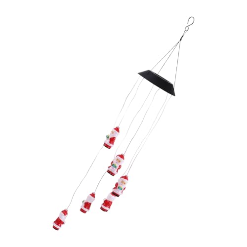 IWOWHERO Luz Solar LED para Campana de Viento Navideña Decoración de Jardín Exterior Diseño de Santa Claus Luz Decorativa Resistente para Fiestas Navideñas al Aire Libre
