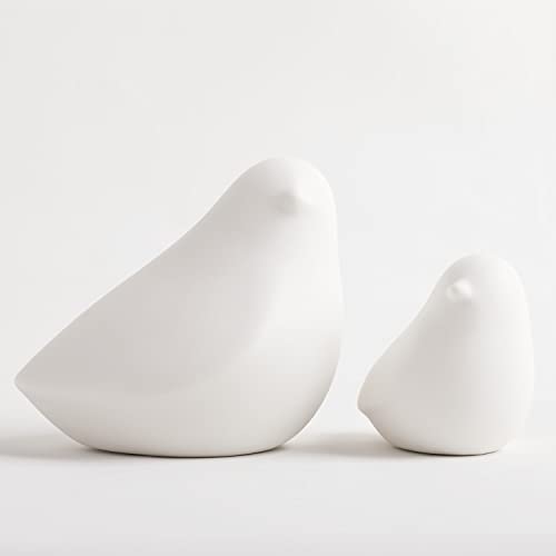 Figuras de cerámica de pájaros blancas juego 2