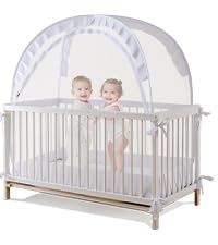 Lazyzzzz Crib Tent - Pop Up Crib Canopy with Double Zipper Self-Locked,1200 Holes/Inch Mesh Crib Net to Keep from Climbing Out, Portable Easy Install