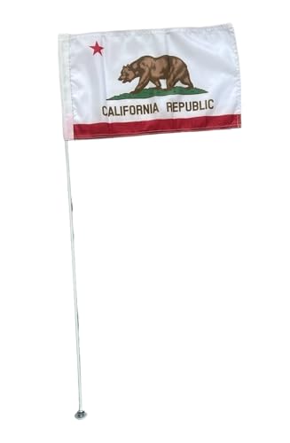 JLP Compatible With 6-ft 1/4 Pole Tall Go-Kart Off-Road Out Door Sports 4X4 Glamis Sand Dunes Whip PWC-ATV-UTV-SXS Side By Side Motorcycle 12x19 in Safety High visibility and wind resistance Flag Made In USA California State
