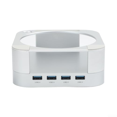 Base compacta de aleación plateada para Mac mini con estación de acoplamiento de aluminio