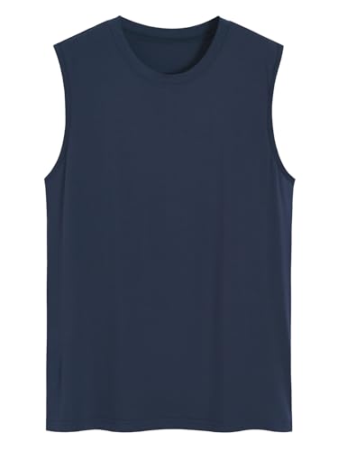 Latuza Men's Bamboo Viscose Sleep Tank Top Sleeveless Pajama Shirt XXL Navy