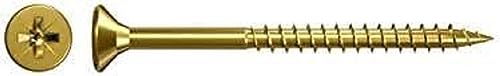 fischer Chipboard Screws 6.0 x 150 Countersunk Head Yellow-Galvanised Partial Thread Phillips PZ, Pozi, 6,0x150