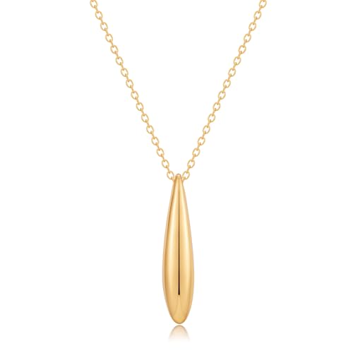 FAMARINE Gold Silver Pendant Necklace Women Dainty Cute Jewelry Long Tear Simple Necklaces