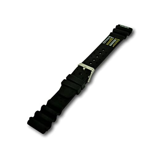 Uhren Pevak® Kautschuk Uhrenarmband Schwarz 20mm mit Edelstahl Schließe - Passend für Citizen, Seiko, Casio, Michael Kors, Fossil - Wasserfest ideal für Sport- & Taucheruhren