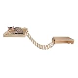 Cat Hammock Wall Mounted Cat Shelves with Cat Bridge Sets for Cat Climbing Playing and Sleeping, Modern Indoor Wooden Cat Bed and Wall Furniture for Large Cats or Kitty (Clouds)