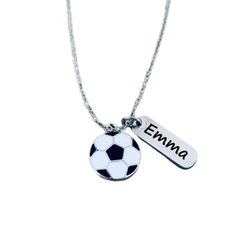 Personalized Engraved Soccer Necklace, Custom Soccer Charm Jewelry Gifts for Soccer Players, Teams & Coaches