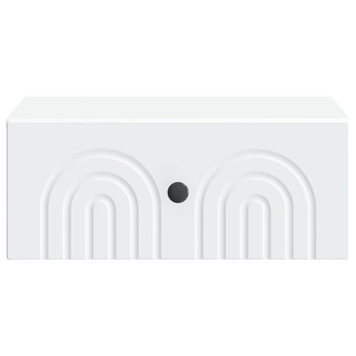 Cabinet de chevet mural blanc 49 cm en bois d'ingénierie avec 2 tiroirs
