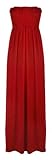Ditzy Fashion Women's Plain Sheering Boob Tube Maxi Dress (XXL 16-18, Red)