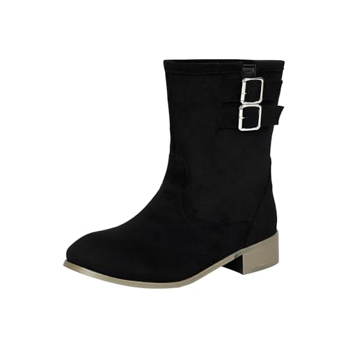 Botines de moda para mujer, botines de caña corta para mujer, botas anchas de tobillo antideslizantes, botas de invierno, zapatos casuales, botines mediados de pantorrilla, tobillo, botas cortas de