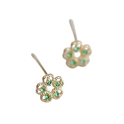 Boucles d'oreilles argent sterling 925 fleur zircon vert femme