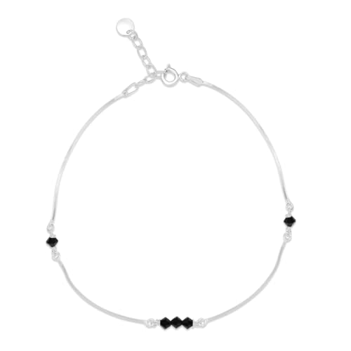 Image of ZAVYA 925 Sterling Silver Anklet | Rhodium Plated Precious Cubic Zirconia Women Chain Anklet | Gifts For Women & Girls | With Certificate of Authenticity and 925 Hallmark