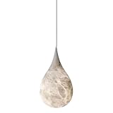 DESIGN ÉLÉGANT EN ALBÂTRE NATUREL : Fabriquée à partir d'albâtre naturel, cette suspension présente une lueur douce et non éblouissante avec une belle finition texturée, ajoutant de la sophistication aux chambres, salles à manger, cuisines et espaces de vie.