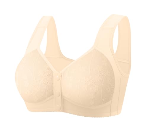 Daisy Lace Bras for Women Front Closure No Underwire Comfort Senior Wireless Snap Closing Bra