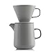 WOLFINAU Pour over Kaffeebereiter 3er Set , Kaffeefilter Porzellan Größe 2 + Porzellan Kaffekanne 800ml mit Deckel, Keramik Kaffebrüher, Teekanne, (Hellgrau)