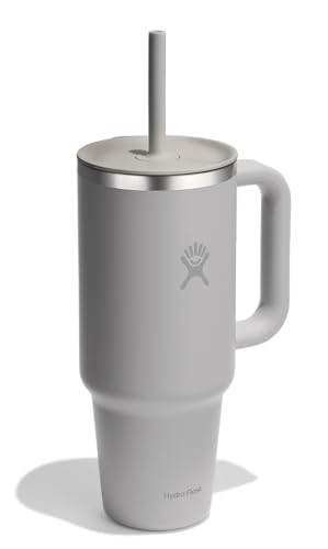 Image of Hydro Flask Travel Tumbler with Handle, Lid and Straw - Insulated Stainless Steel in 40 Oz Tonal Birch Gray