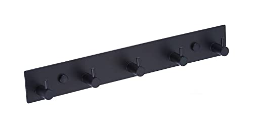 QNIIAED Coat Hook Wall Mounted,Multipurpose Modern Stainless Steel Screw In Door Hook Metal Heavy Duty Coat Rack Row Of hook Hanger Towel Robe Clothes Hat Hook For Bathroom Bedroom(Matte Black 5 Hook)