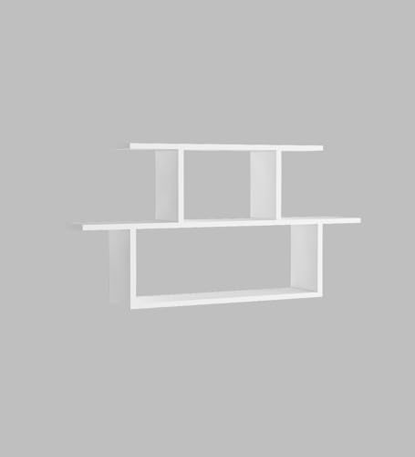Image of Ethan Multipurpose Modular Wall Racks /Shelves /Organiser /Decor Particle Board Wall Shelf (Number of Shelves - 5, Beige, White)