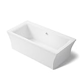KOHLER K-6367-0 Stargaze 72-Inch X 36-Inch Freestanding Bath with Fluted Shroud and Center Drain, White, 1-Pack